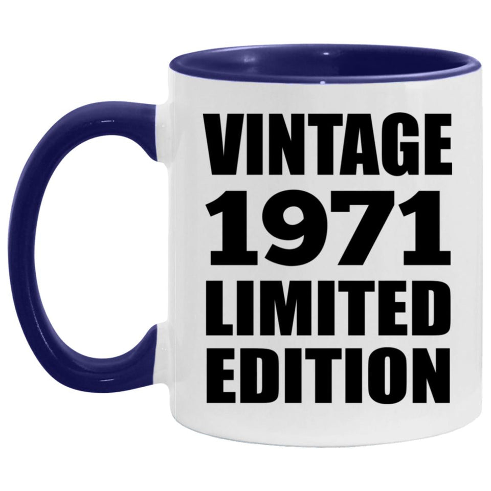53rd Birthday Vintage 1971 Limited Edition - 11oz Accent Mug Purple