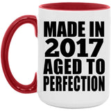 7th Birthday Made In 2017 Aged to Perfection - 15oz Accent Mug Red