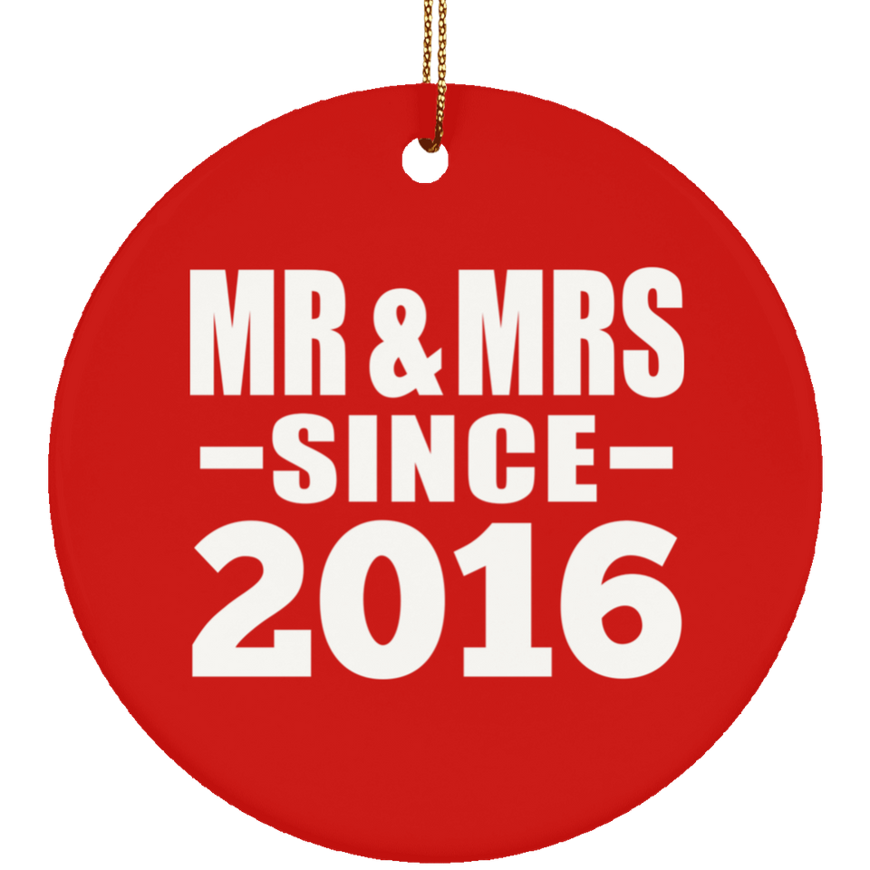 8th Anniversary Mr & Mrs Since 2016 - Circle Ornament