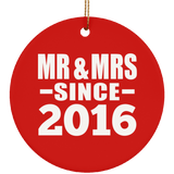 8th Anniversary Mr & Mrs Since 2016 - Circle Ornament