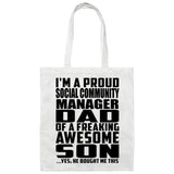 Proud Social Community Manager Dad Of Awesome Son - Tote Bag White