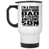 Proud Security Guard Dad Of Awesome Son - White Travel Mug