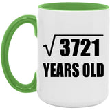 61st Birthday Square Root of 3721 Years Old - 15oz Accent Mug Green