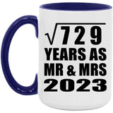 27th Anniversary Square Root of 729 Years As Mr & Mrs 2023 - 15oz Accent Mug Purple