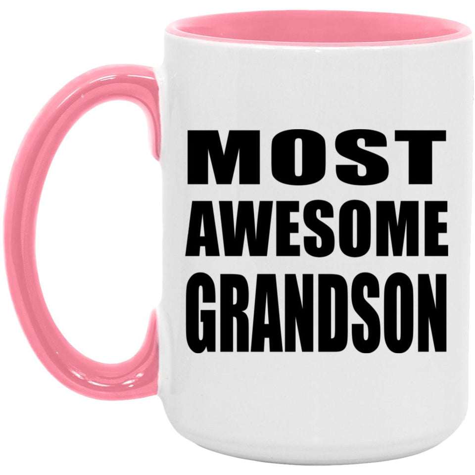 Most Awesome Grandson - 15oz Accent Mug Pink