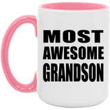 Most Awesome Grandson - 15oz Accent Mug Pink
