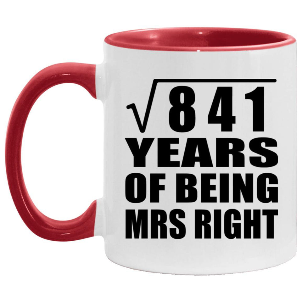 29th Anniversary Square Root of 841 Years of Being Mrs Right - 11oz Accent Mug Red