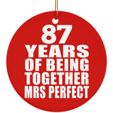 87th Anniversary 87 Years Of Being Mrs Perfect - Circle Ornament