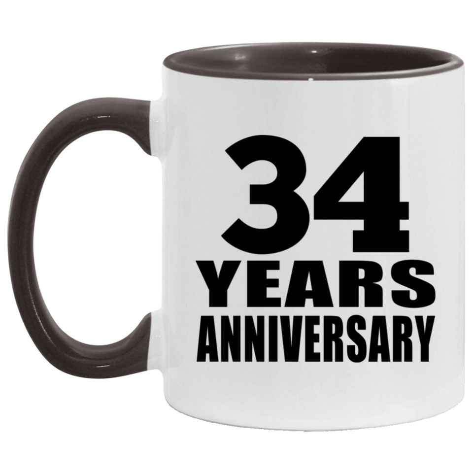 34th Anniversary 34 Years - 11oz Accent Mug Black