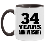 34th Anniversary 34 Years - 11oz Accent Mug Black