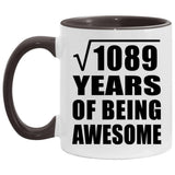 33rd Birthday Square Root of 1089 Years of Being Awesome - 11oz Accent Mug Black