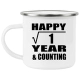 Happy 1st Anniversary Square Root of 1 Year & Counting - 12oz Camping Mug