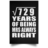 27th Anniversary Square Root of 729 Years Mrs Always Right - Poster Portrait
