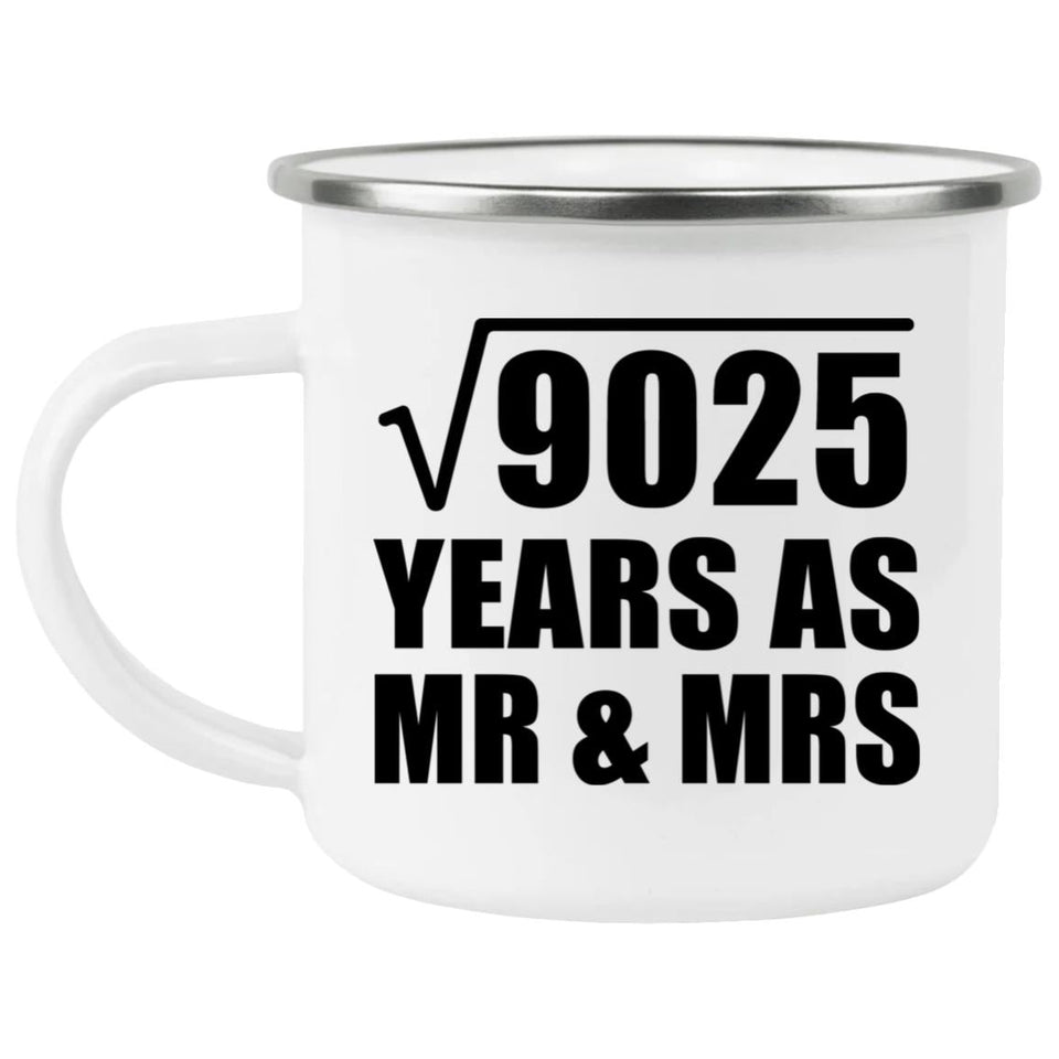 95th Anniversary Square Root of 9025 Years As Mr & Mrs - 12oz Camping Mug