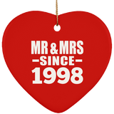 26th Anniversary Mr & Mrs Since 1998 - Heart Ornament
