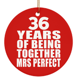 36th Anniversary 36 Years Of Being Mrs Perfect - Circle Ornament
