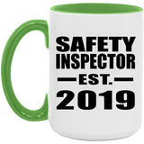 Safety Inspector Established EST. 2019 - 15oz Accent Mug Green