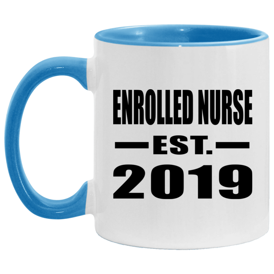 Enrolled Nurse Established EST. 2019 - 11oz Accent Mug Blue