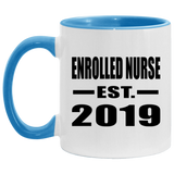 Enrolled Nurse Established EST. 2019 - 11oz Accent Mug Blue