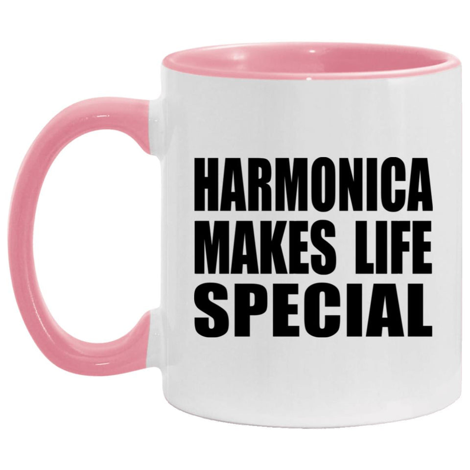Harmonica Makes Life Special - 11oz Accent Mug Pink