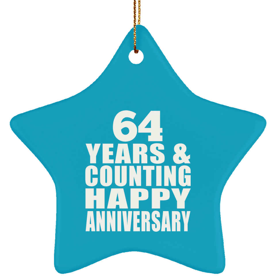 Happy 64th Anniversary 64 Years & Counting - Star Ornament