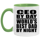 CEO By Day World's Best Dad By Night - 11oz Accent Mug Green