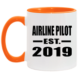 Airline Pilot Established EST. 2019 - 11oz Accent Mug Orange