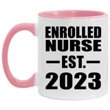 Enrolled Nurse Established EST. 2023 - 11oz Accent Mug Pink