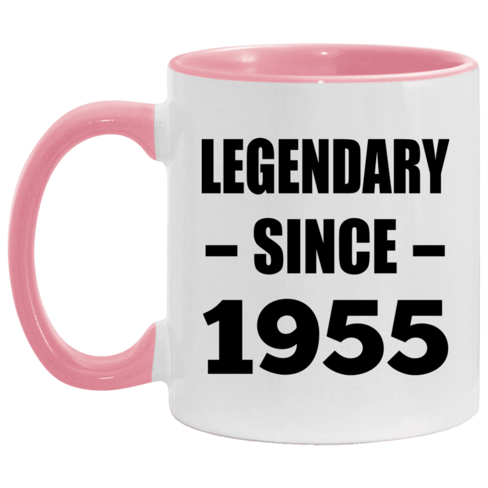 69th Birthday Legendary Since 1955 - 11oz Accent Mug Pink