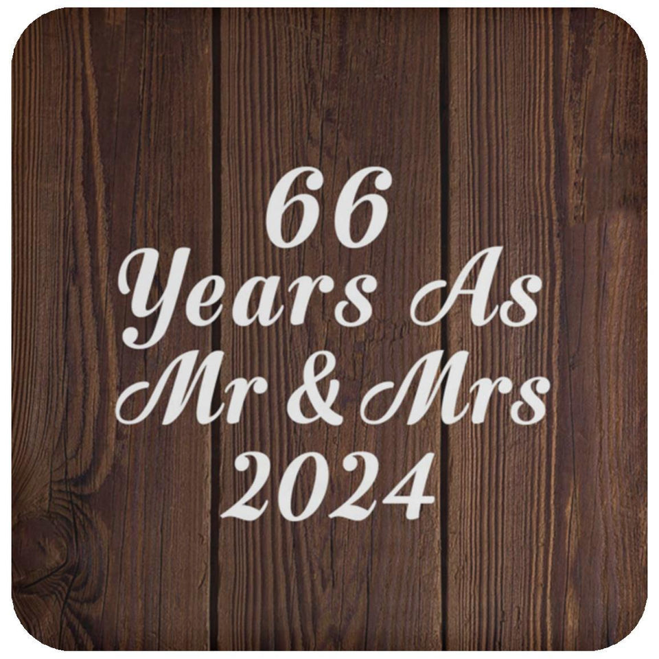 66th Anniversary 66 Years As Mr & Mrs 2024 - Drink Coaster D