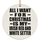 All I Want For Christmas Is My Irish Red And White Setter - Circle Ornament