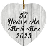 57th Anniversary 57 Years As Mr & Mrs 2023 - Heart Ornament F