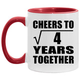 2nd Anniversary Cheers To Square Root of 4 Years Together - 11oz Accent Mug Red