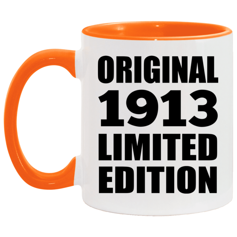 111th Birthday Original 1913 Limited Edition - 11oz Accent Mug Orange