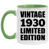 94th Birthday Vintage 1930 Limited Edition - 11oz Accent Mug Green