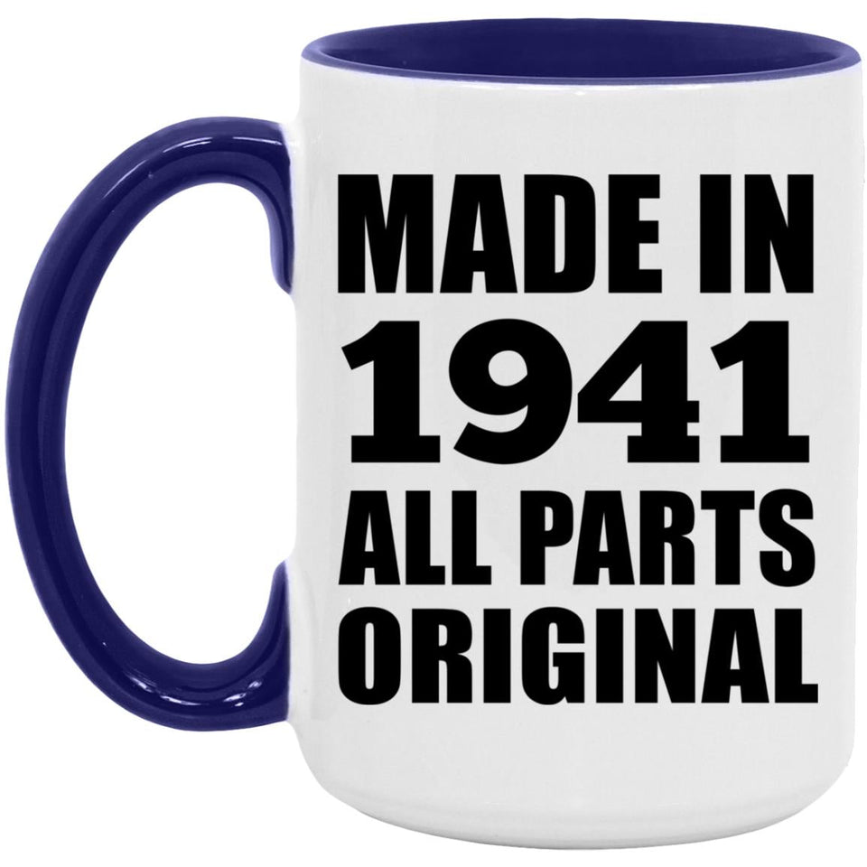 83rd Birthday Made in 1941 All Parts Original - 15oz Accent Mug Purple