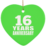 16th Anniversary 16 Years - Heart Ornament