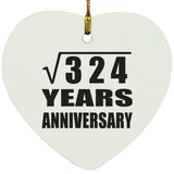 18th Anniversary Square Root of 324 Years Anniversary - Heart Ornament