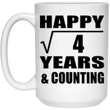Happy 2nd Anniversary Square Root of 4 Years & Counting - 15oz Coffee Mug