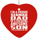 Proud Seaman Dad Of Awesome Son - Heart Ornament