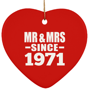 53rd Anniversary Mr & Mrs Since 1971 - Heart Ornament
