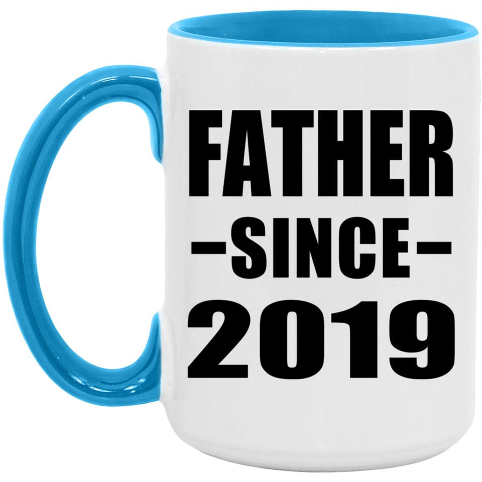 Father Since 2019 - 15oz Accent Mug Blue