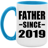 Father Since 2019 - 15oz Accent Mug Blue