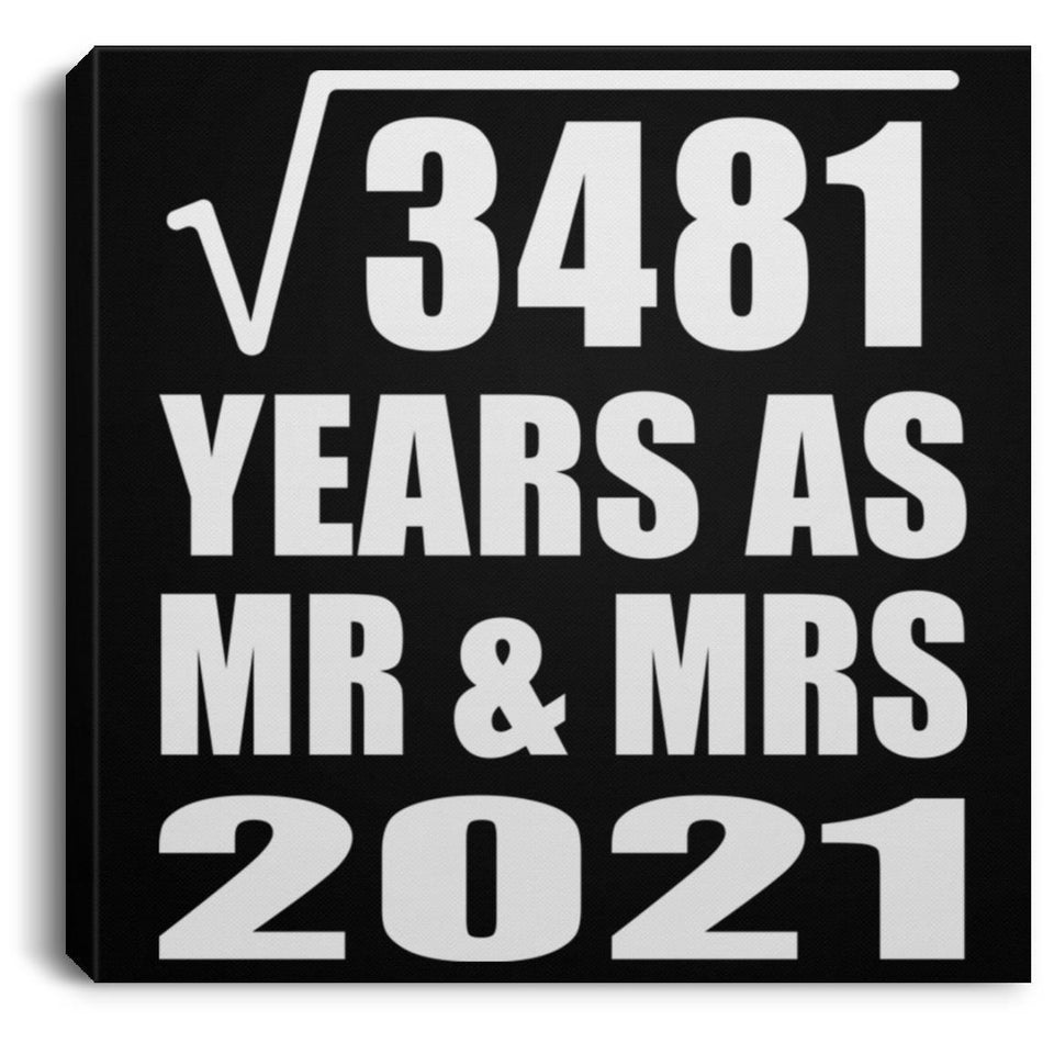 59th Anniversary Square Root of 3481 Years As Mr & Mrs 2021 - Canvas Square