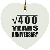 20th Anniversary Square Root of 400 Years Anniversary - Heart Ornament