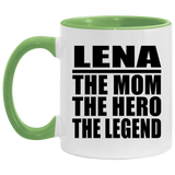 Lena The Mom The Hero The Legend - 11oz Accent Mug Green
