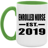 Enrolled Nurse Established EST. 2019 - 15oz Accent Mug Green