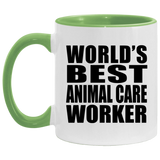 World's Best Animal Care Worker - 11oz Accent Mug Green