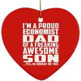 Proud Economist Dad Of Awesome Son - Heart Ornament