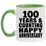 Happy 100th Anniversary 100 Years & Counting - 11oz Accent Mug Green